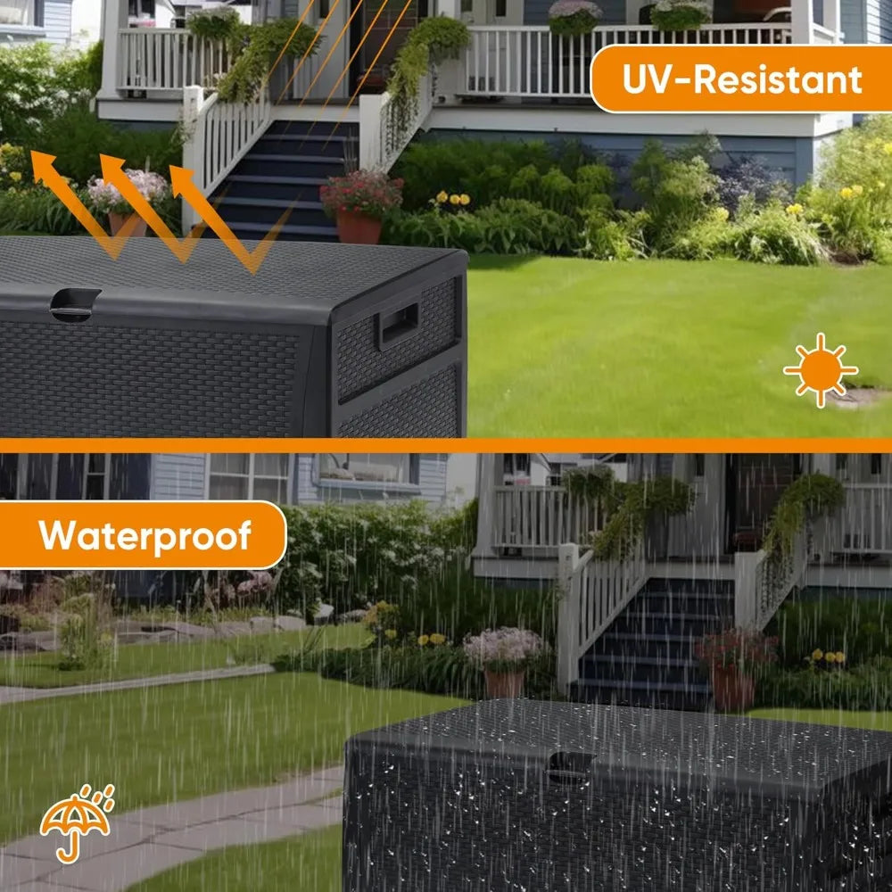 120 Gallon Resin Deck Box Weatherproof Outdoor Storage for Patio Garden