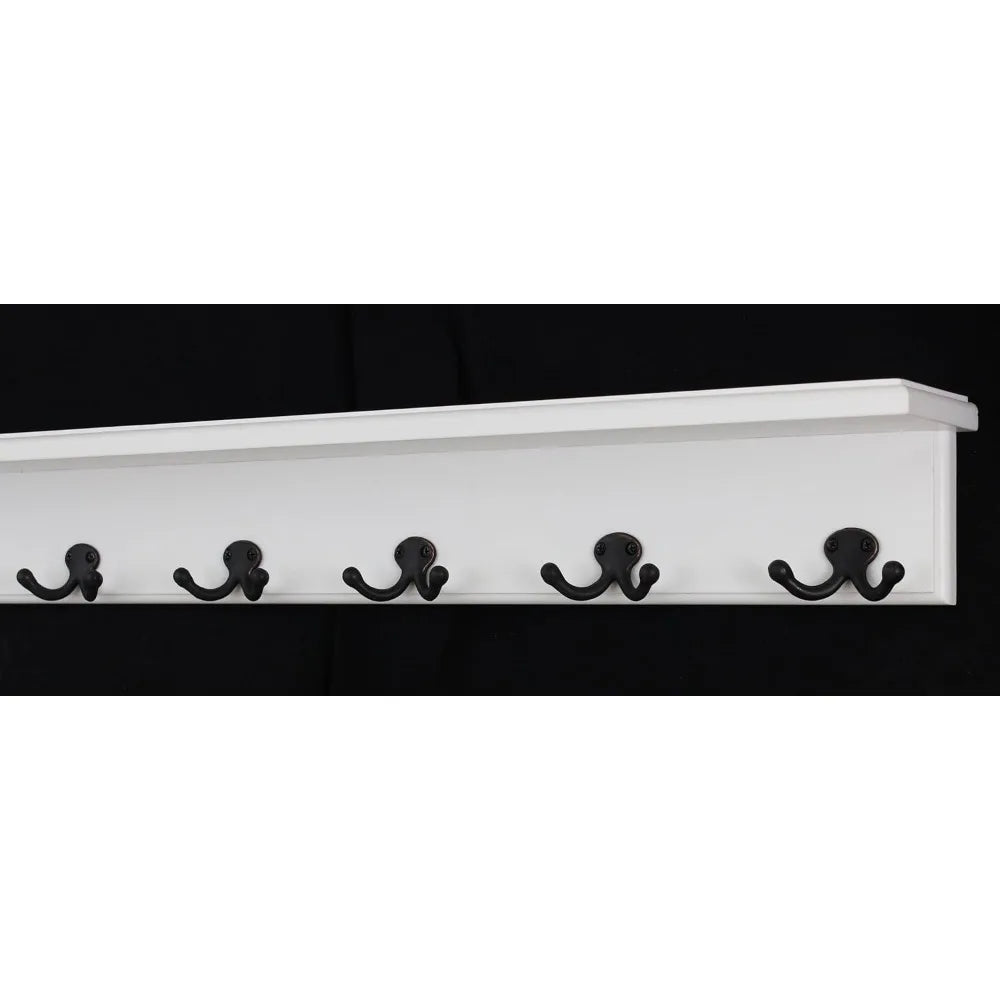 White Shelf Coat Rack with Aged Bronze Hooks Wall Mounted 21 Inch