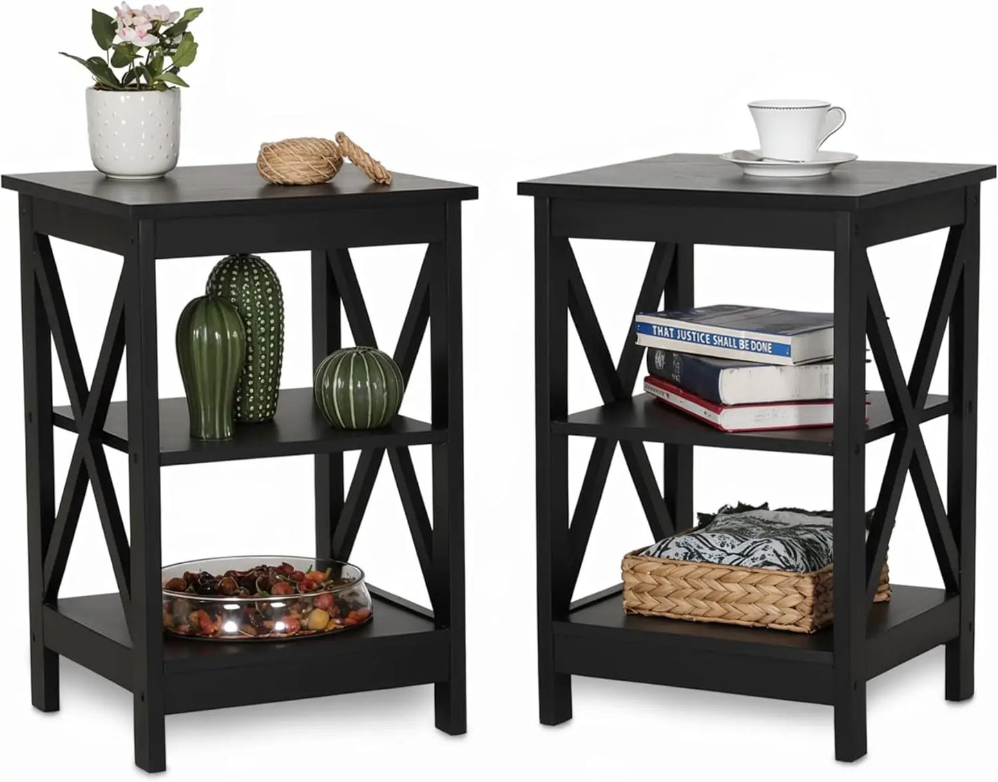 Ljustra 3-Tier End Table Side Table Storage Shelf Small Coffee Table