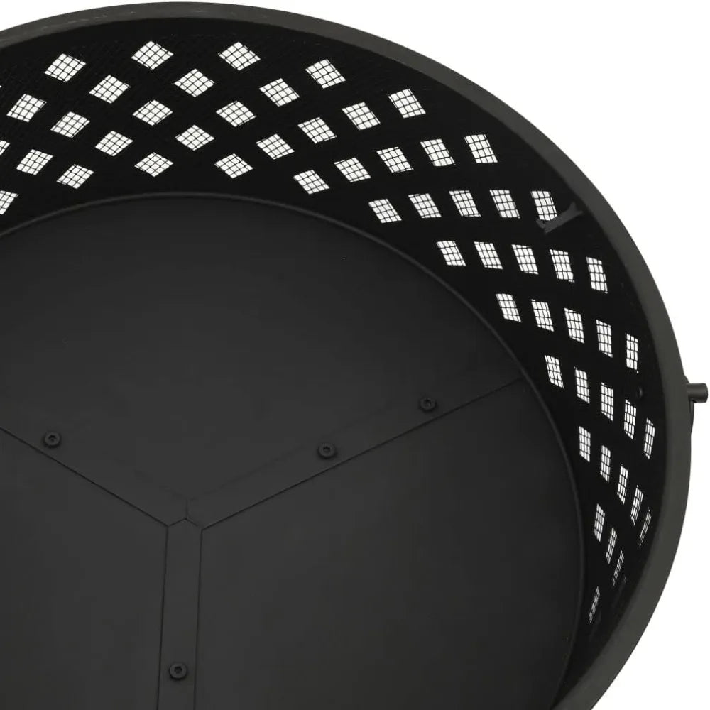 Steel Fire Pit XXL 26.8" Outdoor Garden Patio Heater with Poker