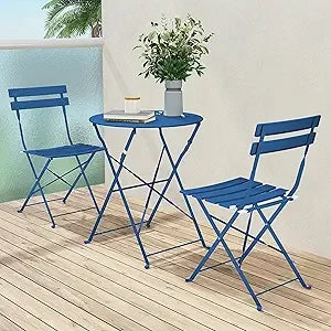 Ljustra 3-Piece Bistro Set Folding Outdoor Furniture Portable Steel Frame