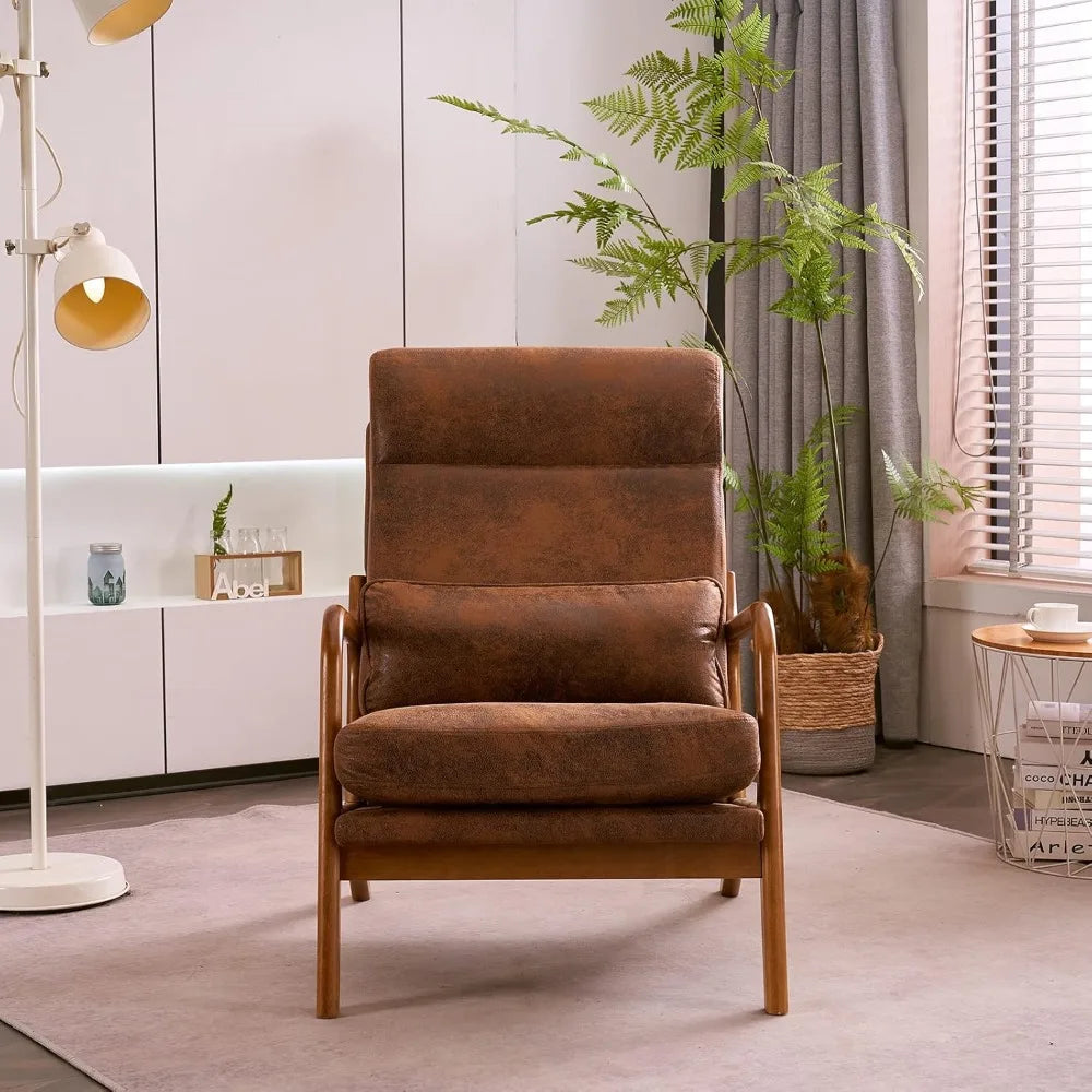 High Back Microfiber Rustic Mid Century Modern Accent Chair