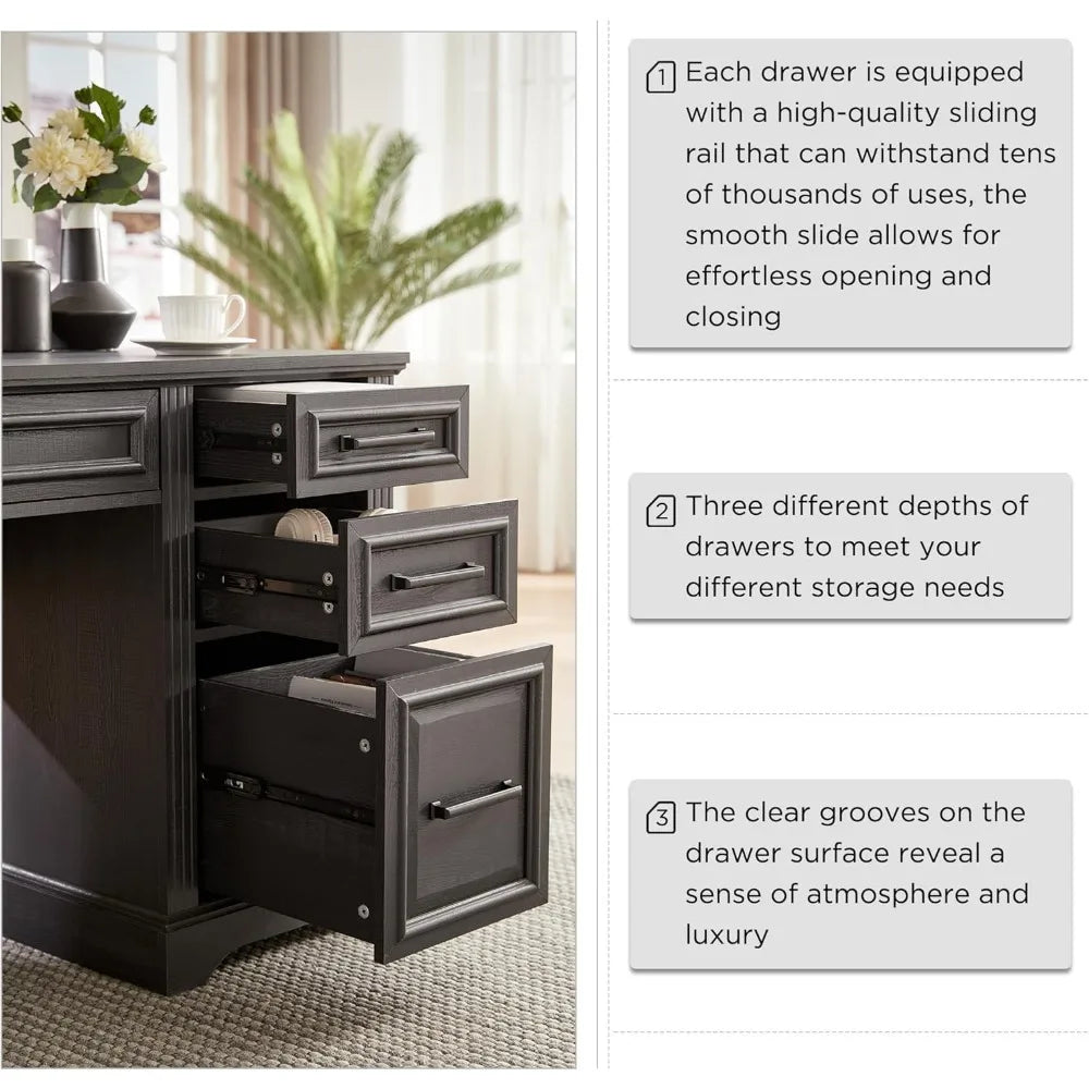 Large Computer Desk with Drawers Modern Home Office Workspace