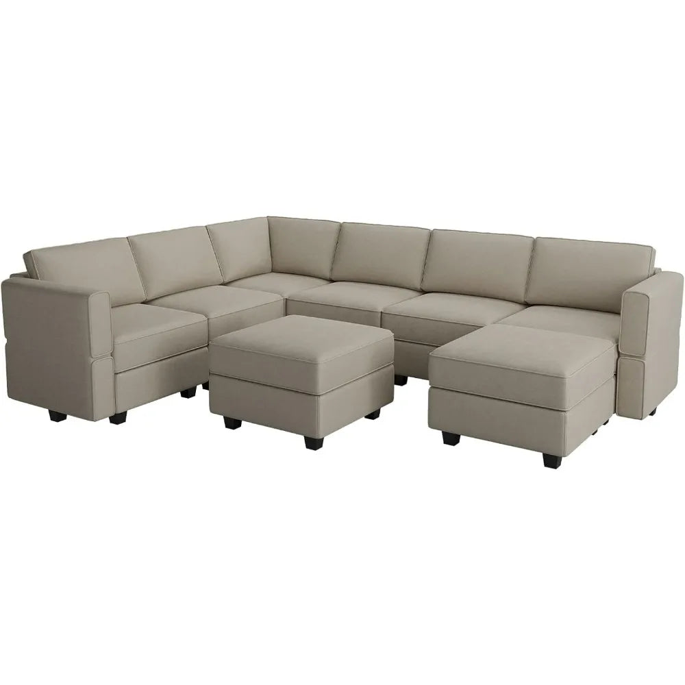 Modular Sectional Sofa Storage Seat U Shaped Couch with Ottoman