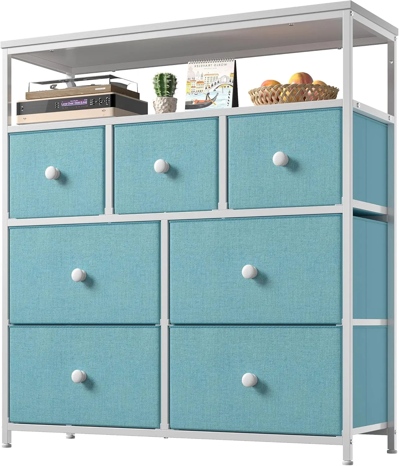 Dresser with 7 Drawers and 2 Shelves Versatile Storage Organizer