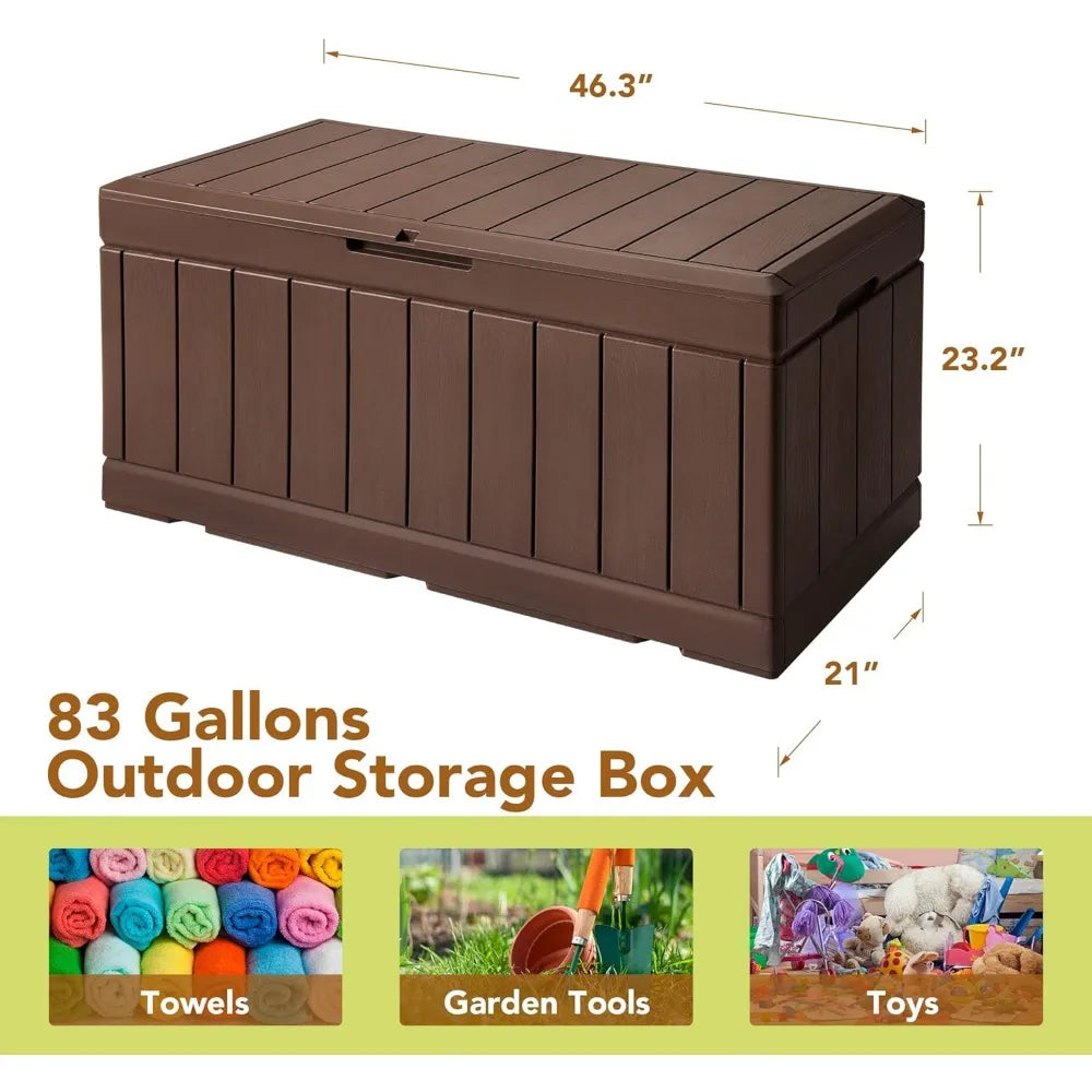 Ljustra 83 Gallon Outdoor Waterproof Storage Box Lockable Resin Bench