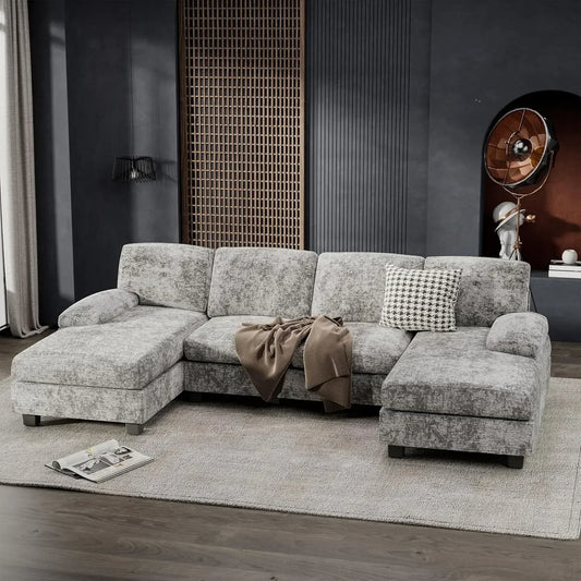 Ljustra Convertible Sectional Sofa Couch U-Shaped Modern Sleeper