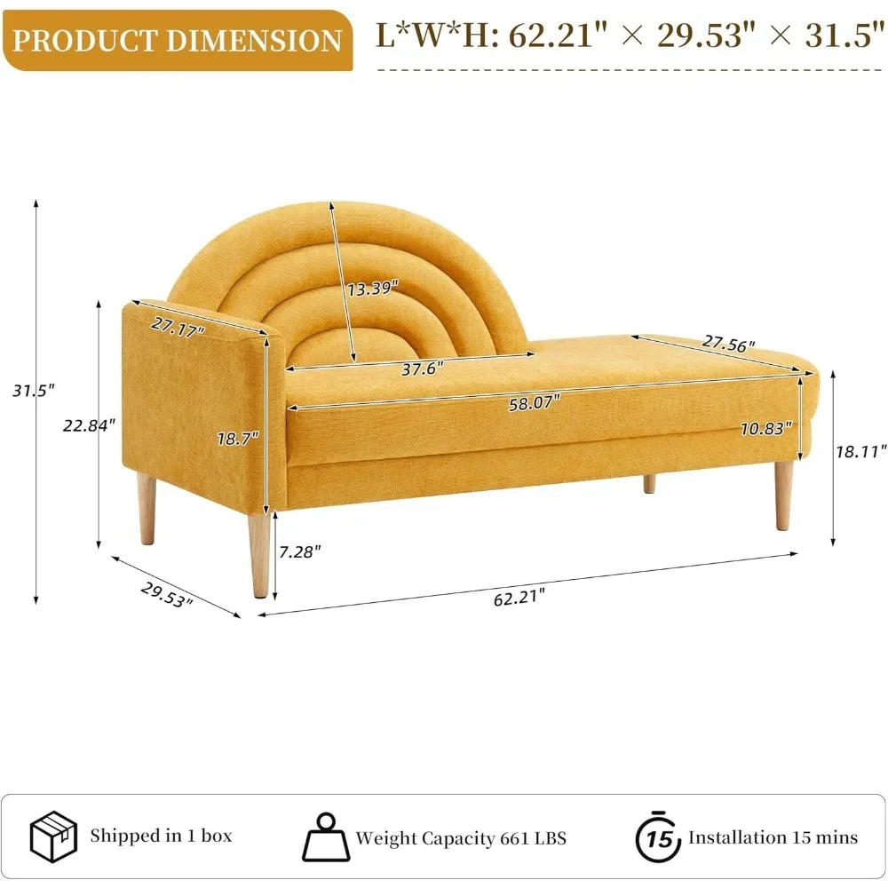 Ljustra 31.5" Chaise Lounge Chair Indoor Sofa Modern Linen Upholstered