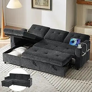 Ljustra Sleeper Sofa Pull Out Couch Bed with Storage Chaise