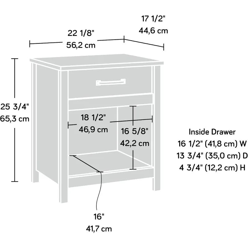 Ljustra Night Stand with Spacious Drawer Modern Herringbone Design