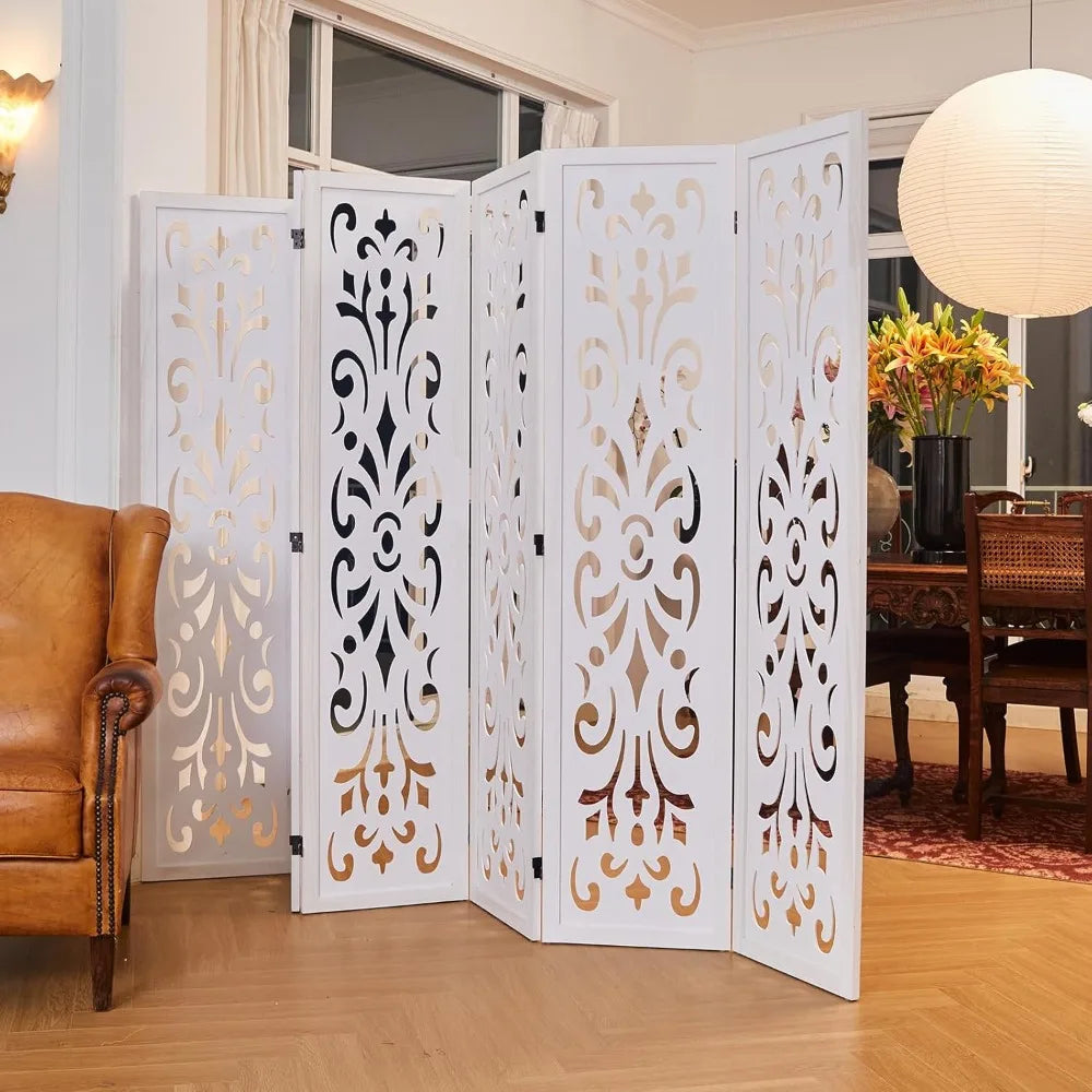 5.6Ft Room Divider Folding Wooden Partition Screen for Home Office Garden