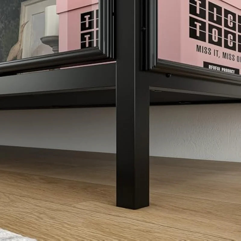 Modern Glass Shelves Sideboard Buffet Storage Cabinet with Metal Legs