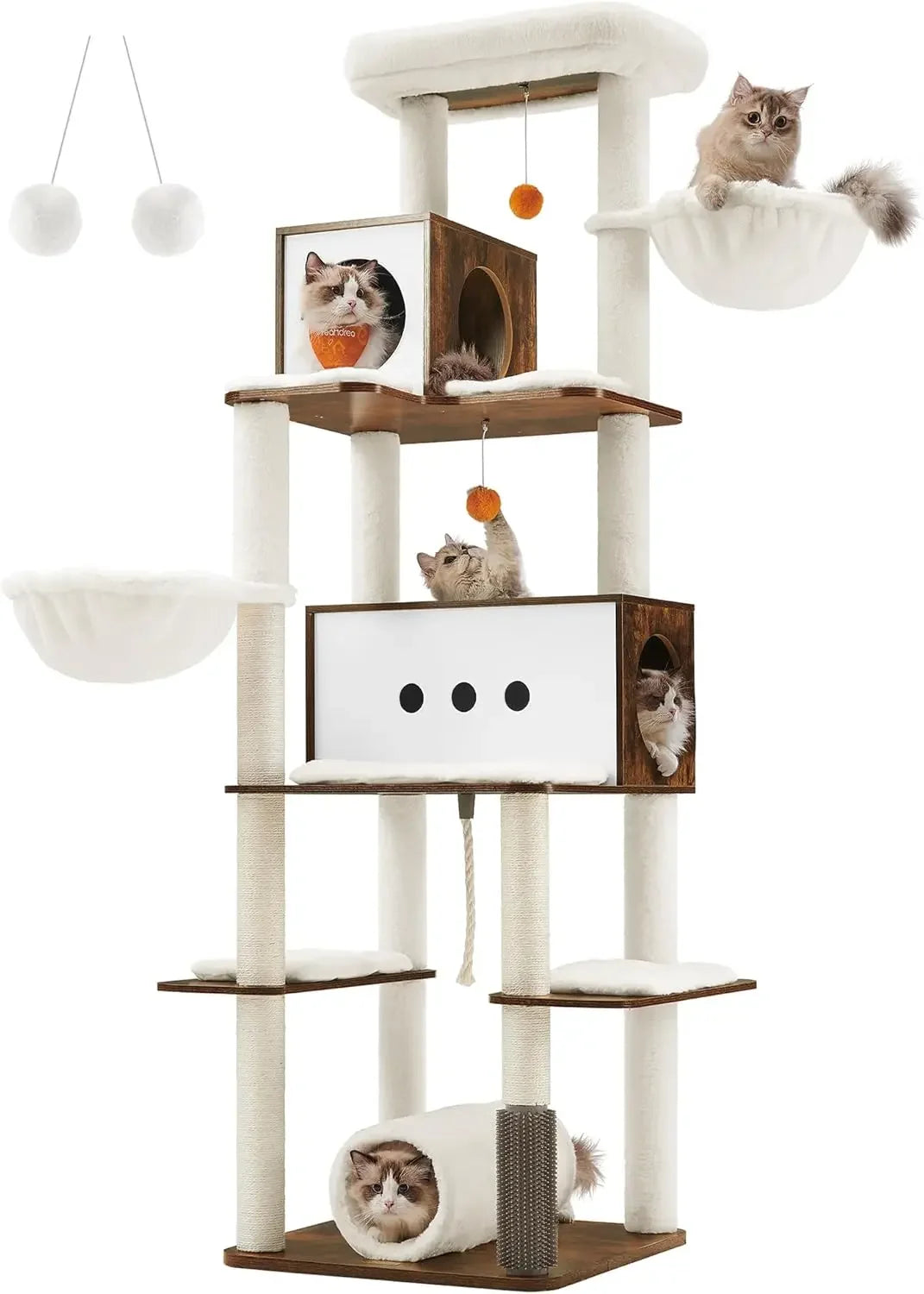 Ljustra 77.5 Inch Tall Modern Cat Tree Multi-Level Cat Tower for Cats