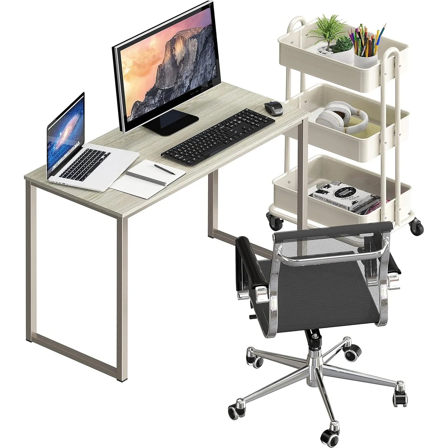 Ljustra Home Office 32 Inch Computer Desk Modern Maple Finish