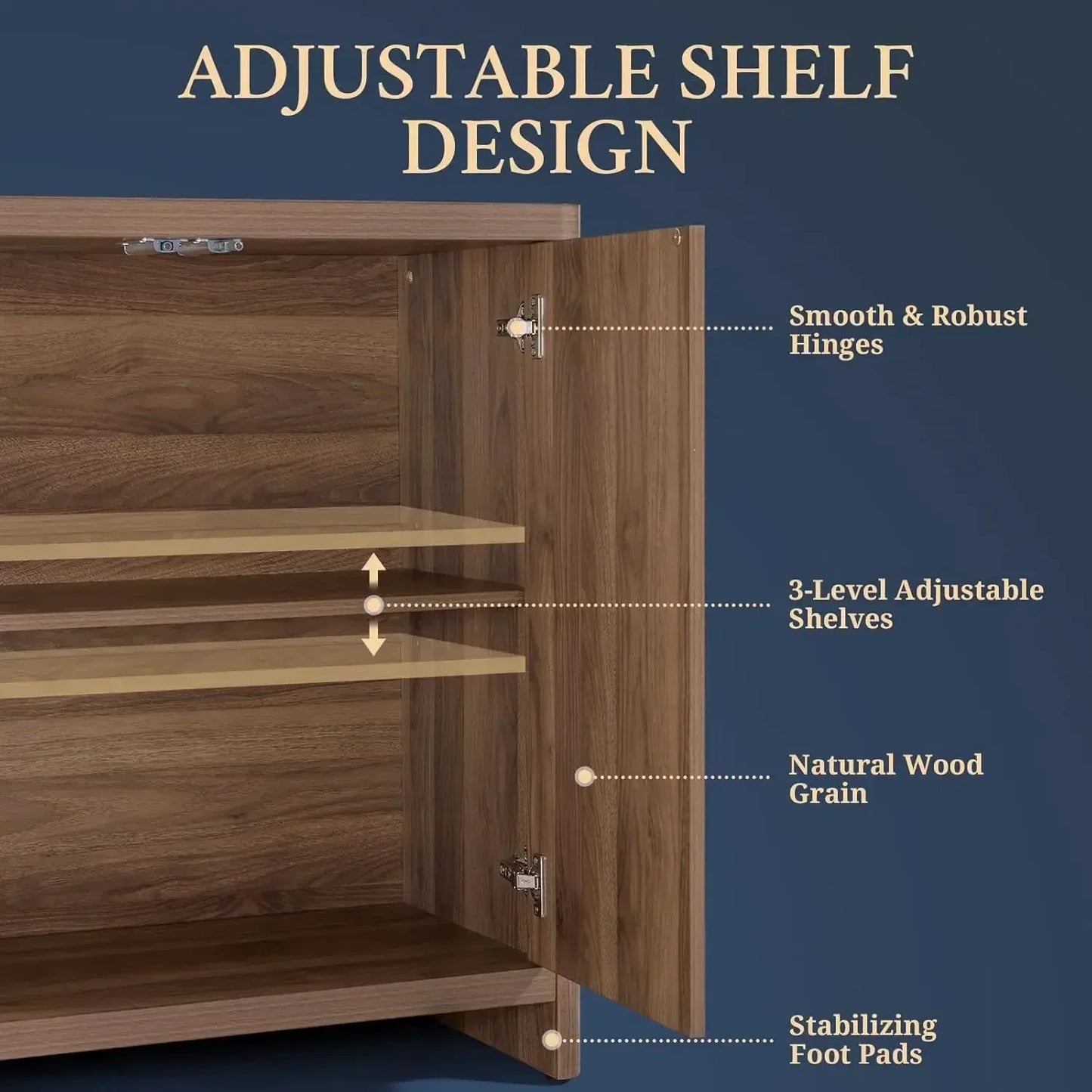 Cornwall Wave Pattern Storage Cabinet Buffet Kitchen Accent Cabinet