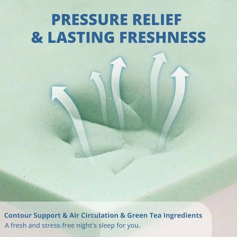 Ljustra 8 Inch Green Tea Memory Foam Mattress Pressure Relief Cool Sleep