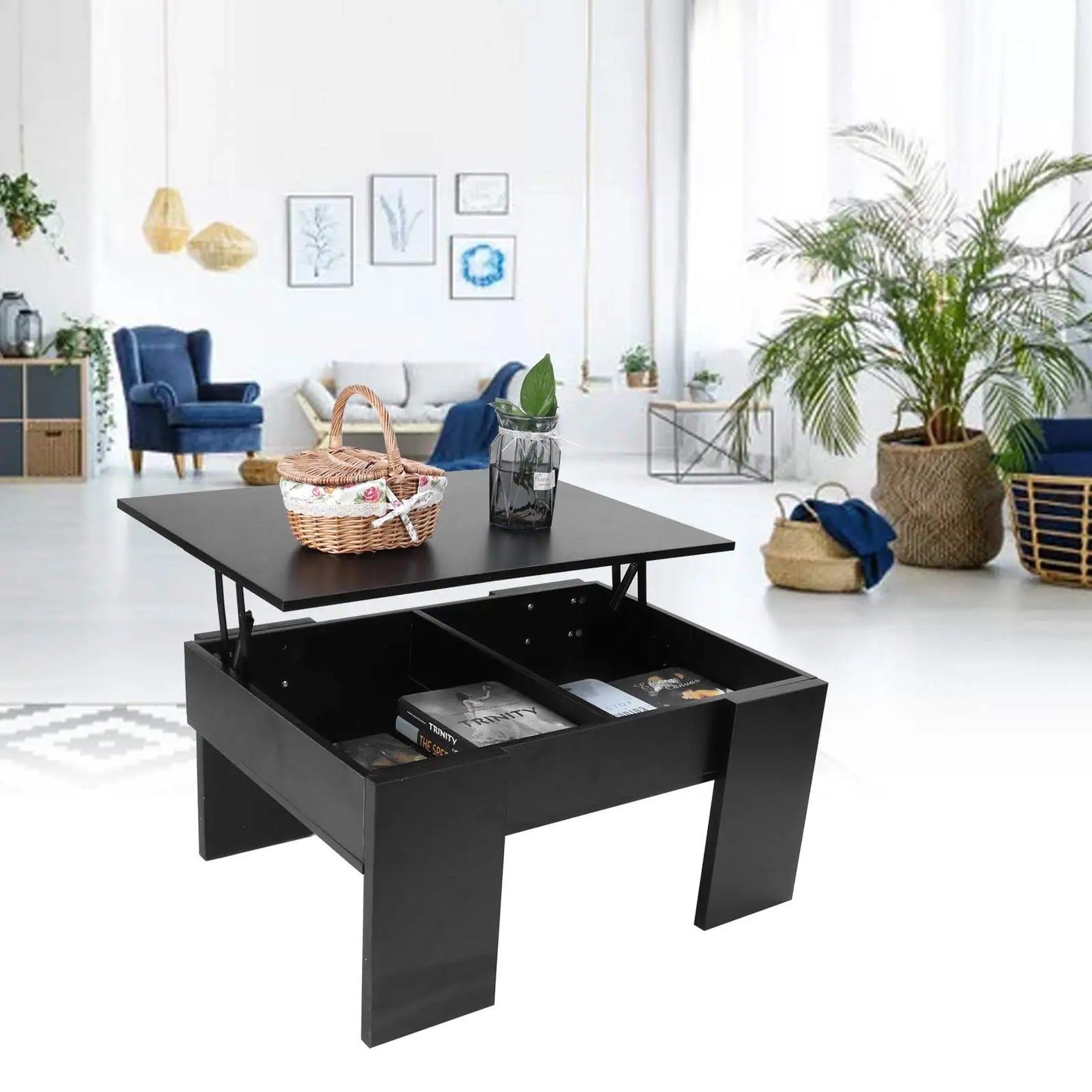 Modern Height Adjustable Coffee Table Wooden Living Room Office Furniture