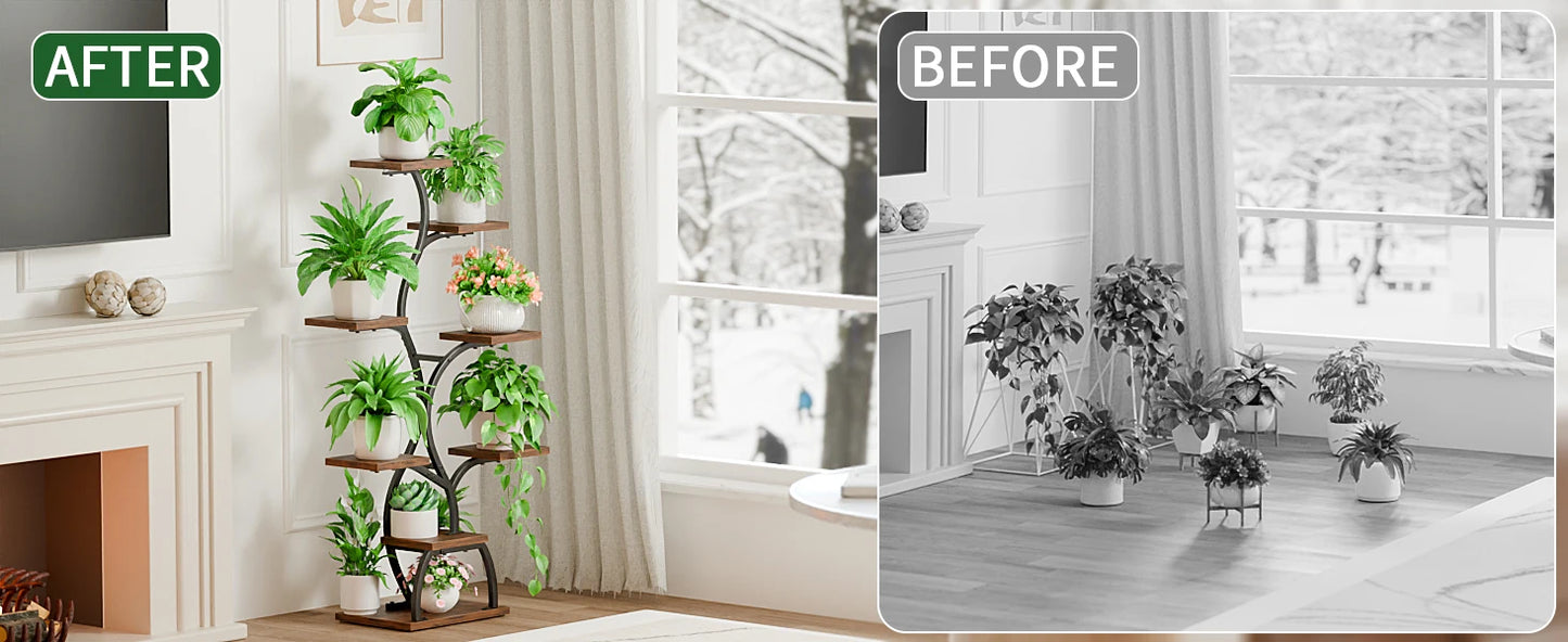 Indoor Plant Stand with Grow Light 8 Tiered Shelf 49 Inches Tall