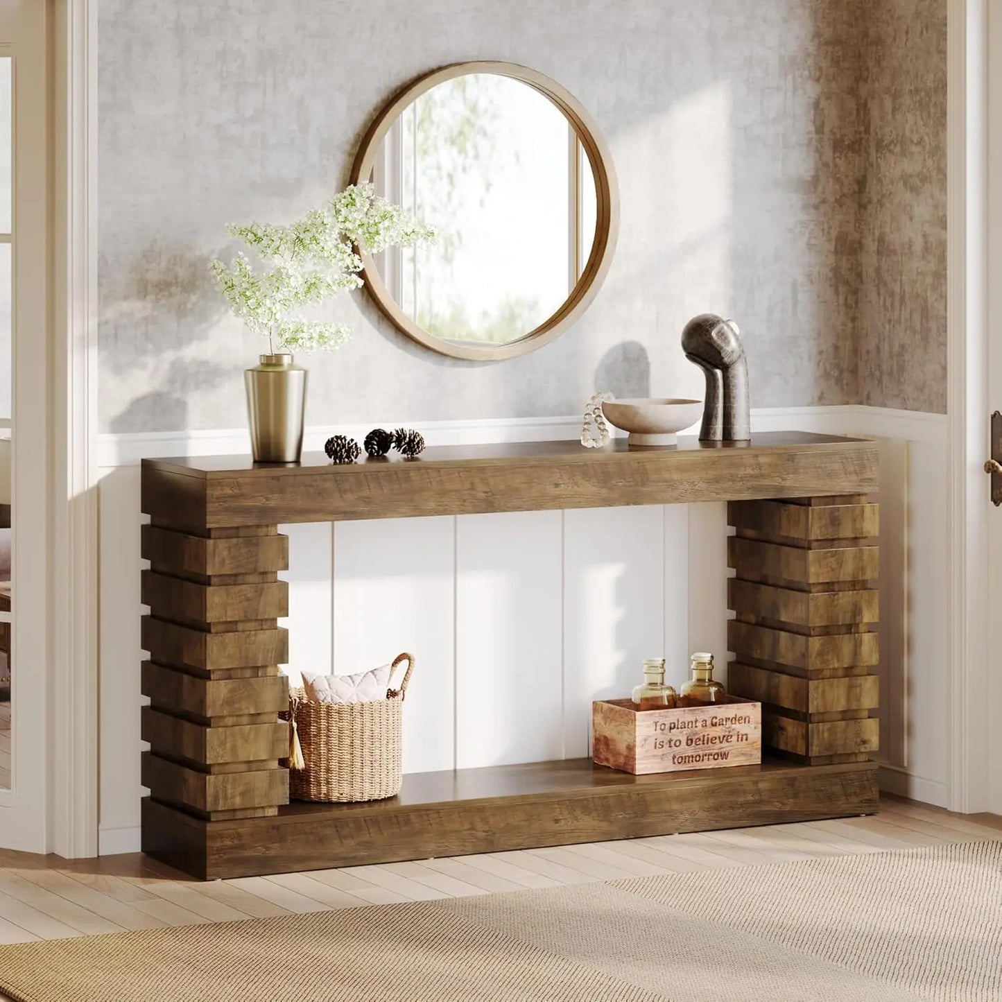 70.8-Inch Console Table Narrow Entryway Sofa Table with Storage