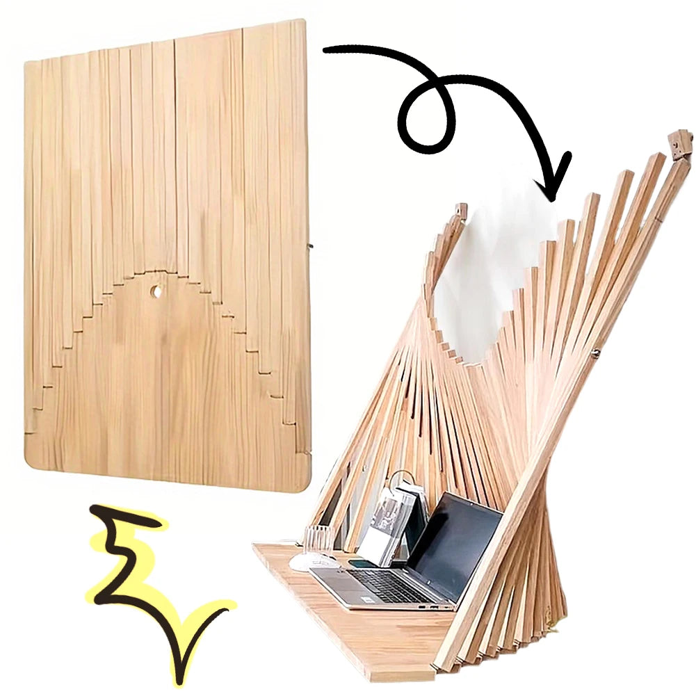 Minimalist Wall Mounted Computer Desk Solid Wood Folding Office Table