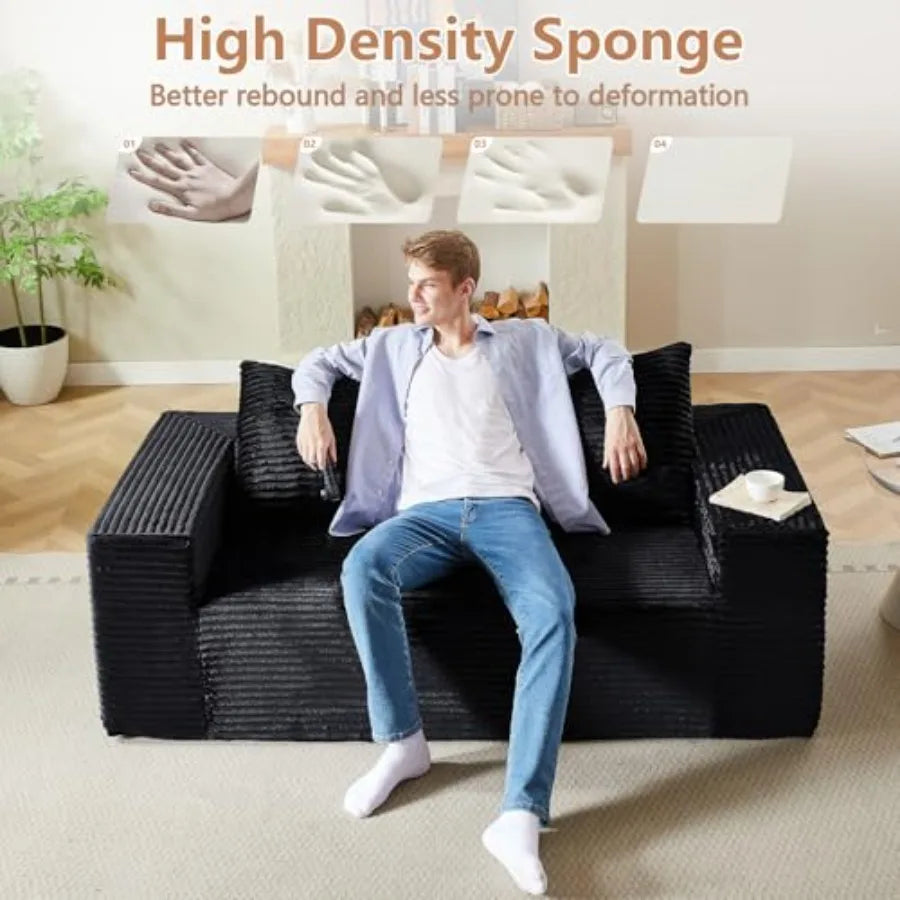 71 Boneless Couch Loveseat Sofa Comfy Deep Seat Cloud Couch Memory Foam