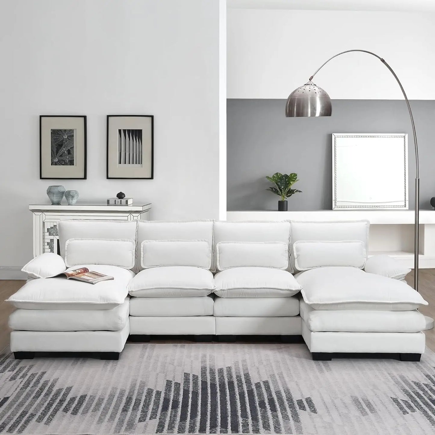 Luxury Modern U Shaped Sofa 110 Inch 4 Seater Sectional Couch