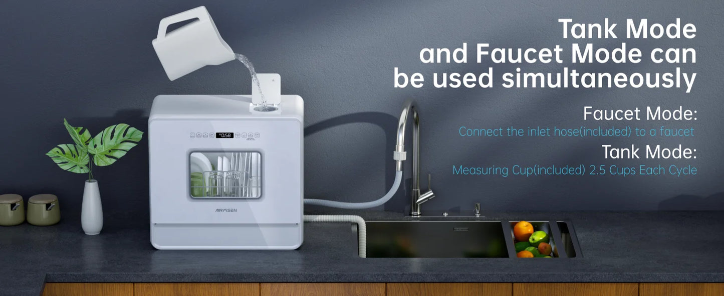 Ljustra Portable Countertop Dishwasher Large Capacity 12H Delay Start