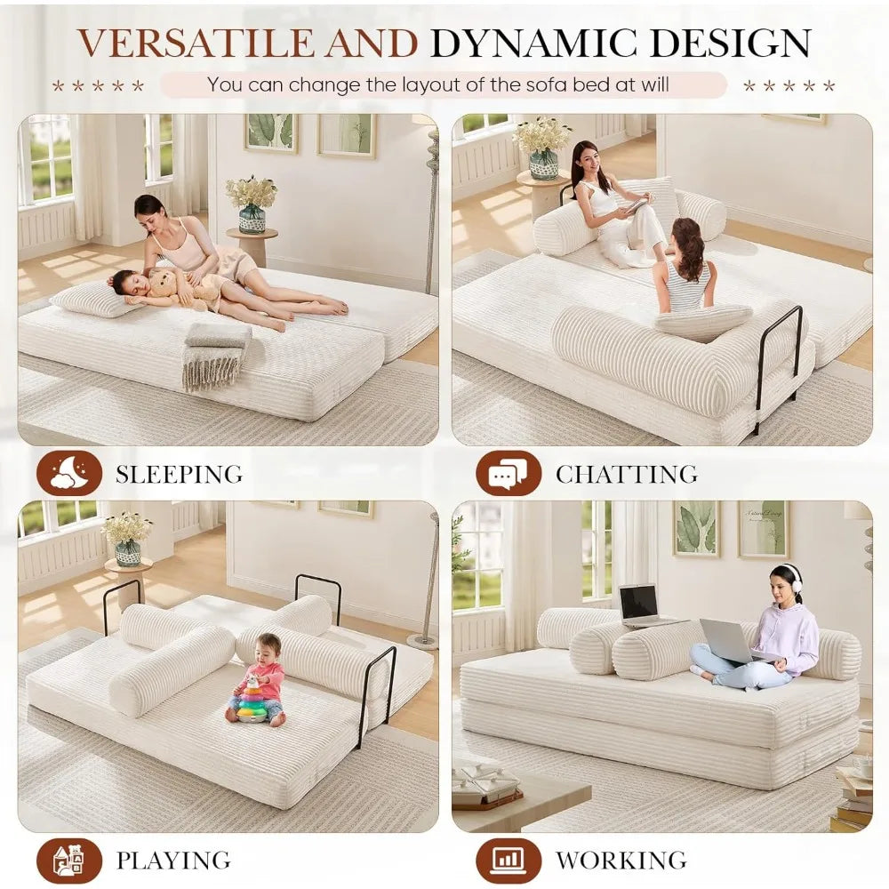 Ljustra Modular Convertible Sofa Bed Plush Corduroy King Size
