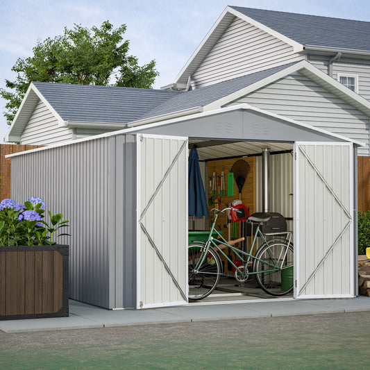 Ljustra 10x12 FT Metal Utility Tool Shed Garden Storage Waterproof