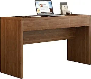 55 Inch Office Desk with Built-In USB Outlet and 3 Drawers for Home Office