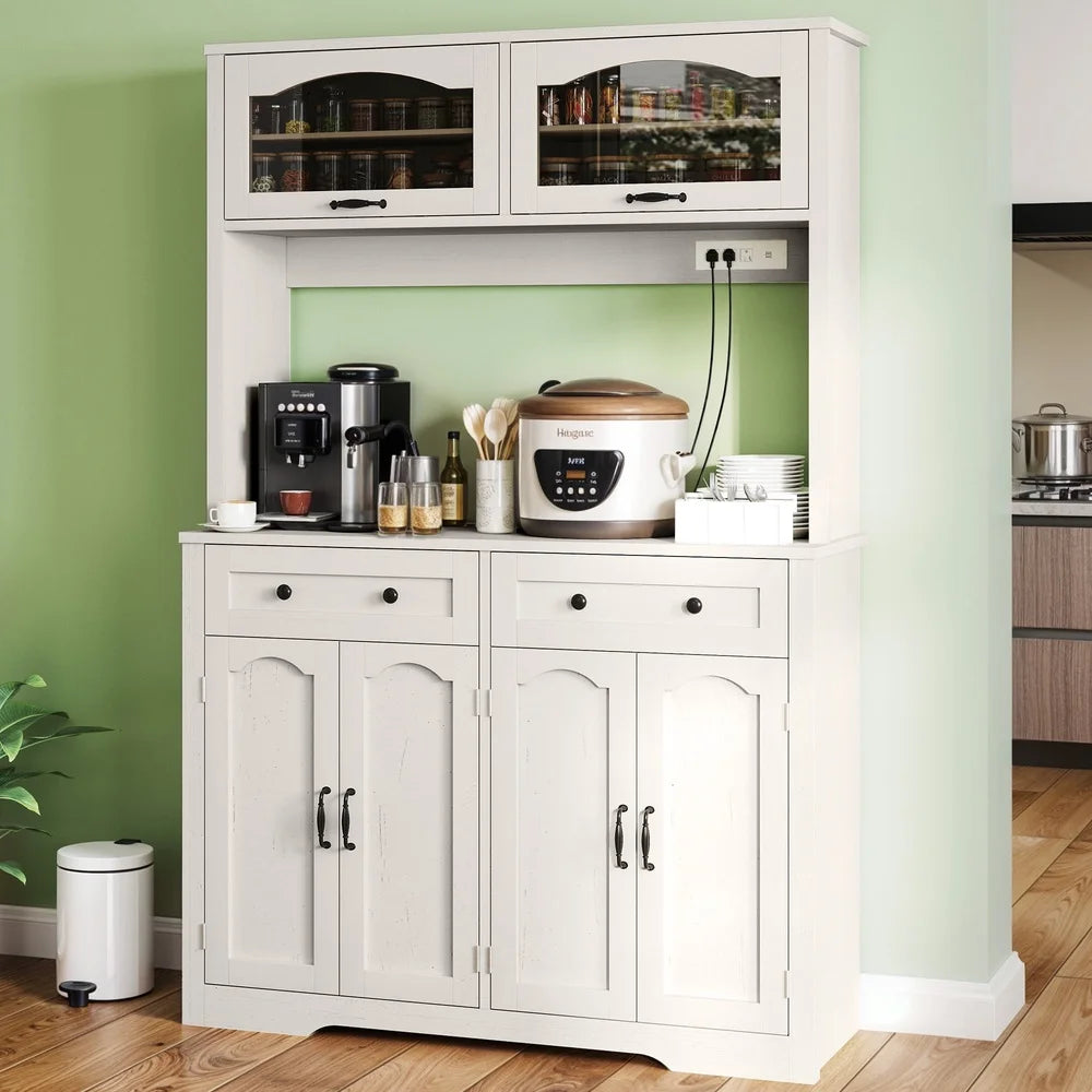 71 Inch Kitchen Pantry Cabinet with Charging Station and Storage