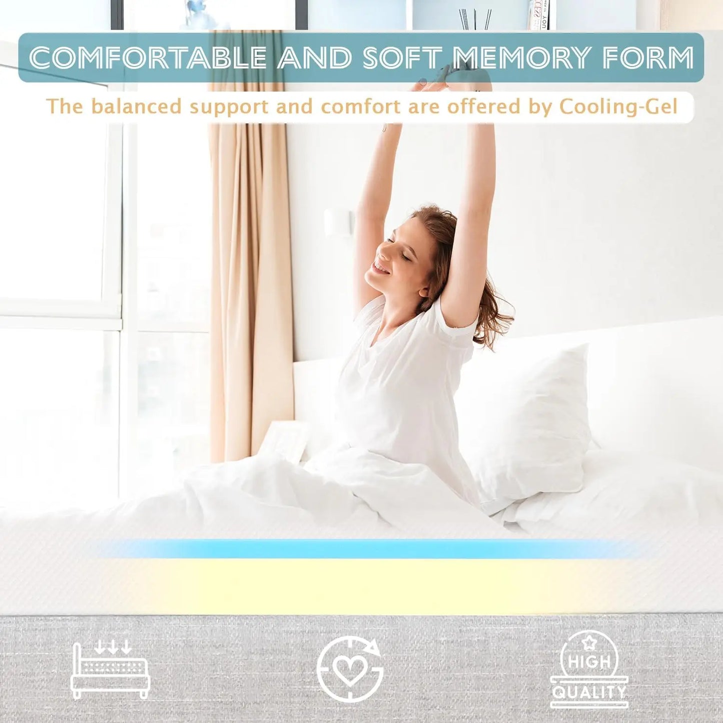 Ljustra 6 Inch Queen Mattress Gel Memory Foam Pressure Relieving Cooling