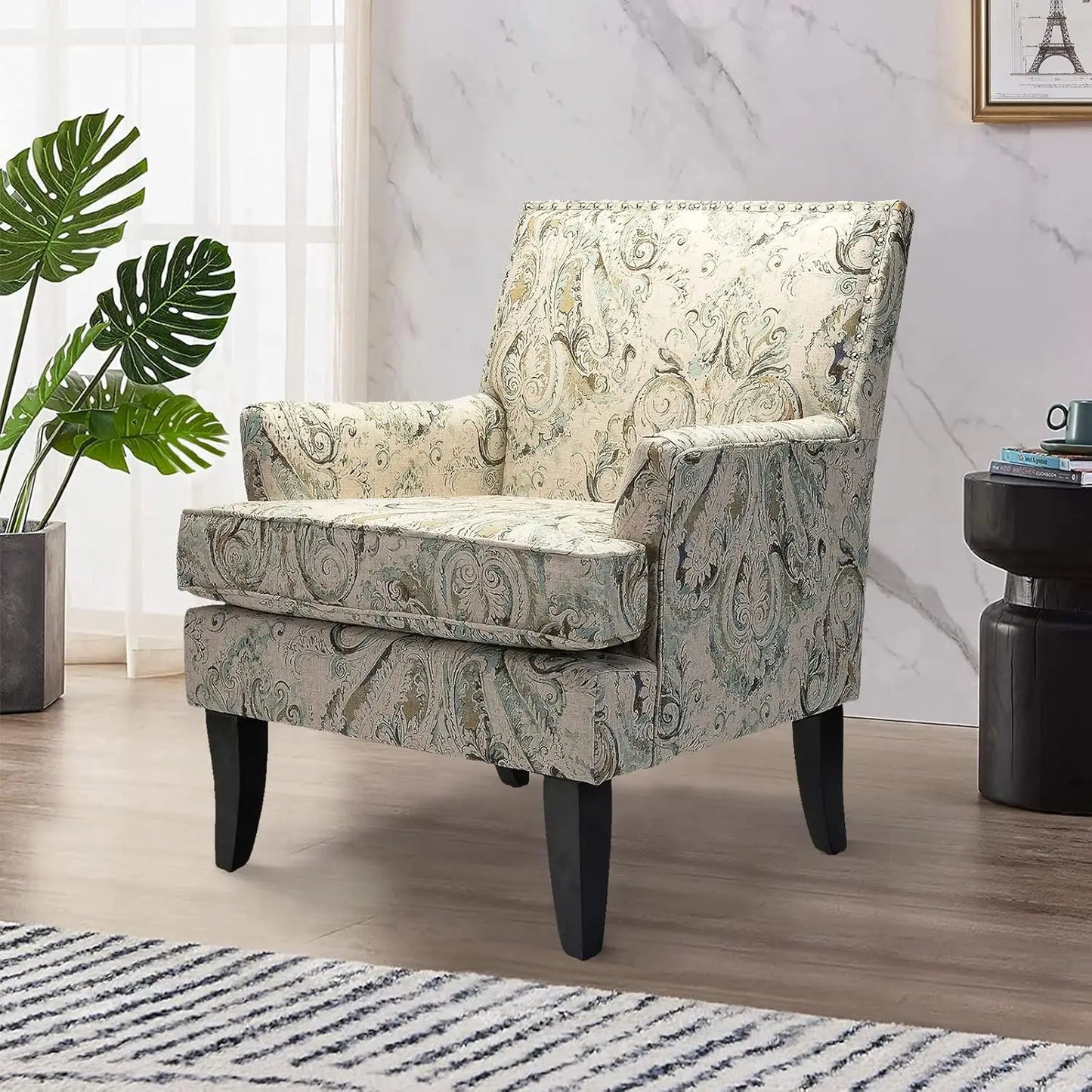Modern Accent Chair High Back Padded Armrest Living Room Furniture