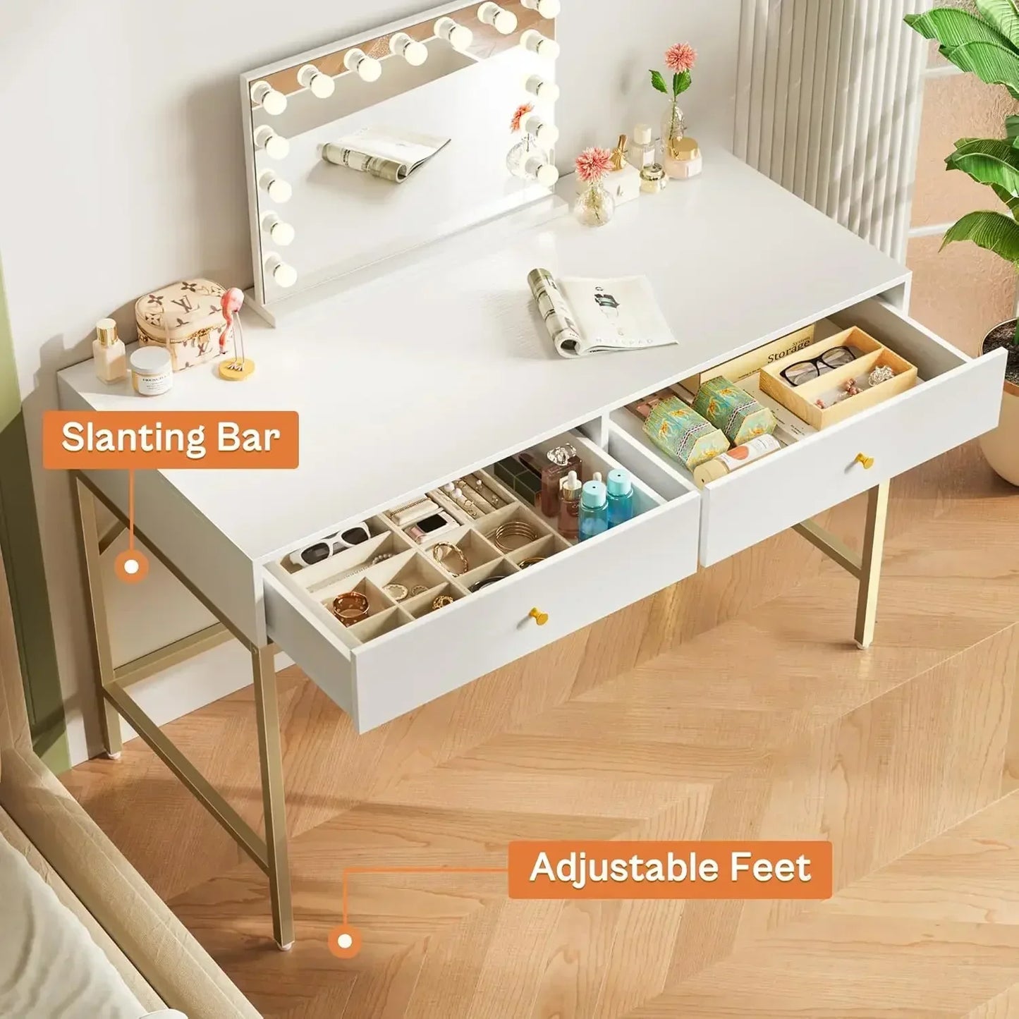 Modern Vanity Desk with Drawers Makeup Computer Desk for Home Office