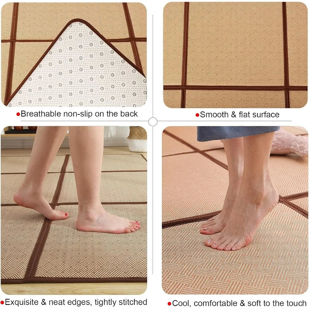 71x71 Inch Japanese Tatami Rug Non-Slip Memory Foam Area Mat