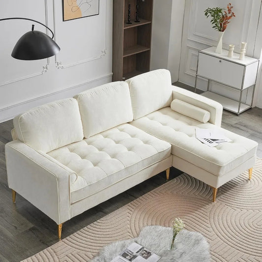 Ljustra L-Shape Sectional Sofa Chenille Fabric Couch Reversible Chaise