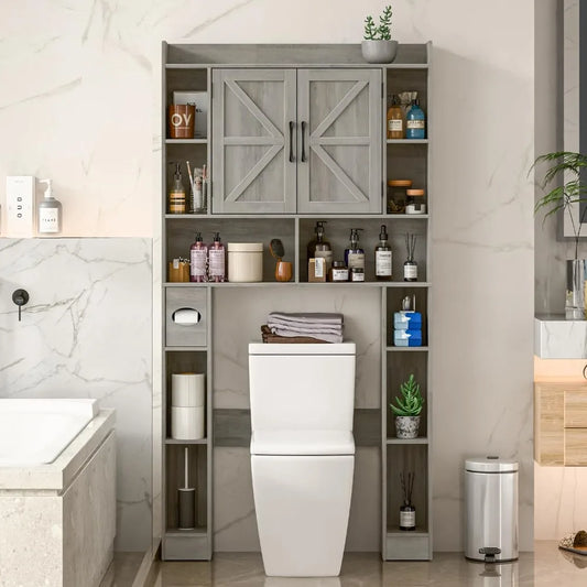 Farmhouse Storage Cabinet Over Toilet Space-Saving Bathroom Rack