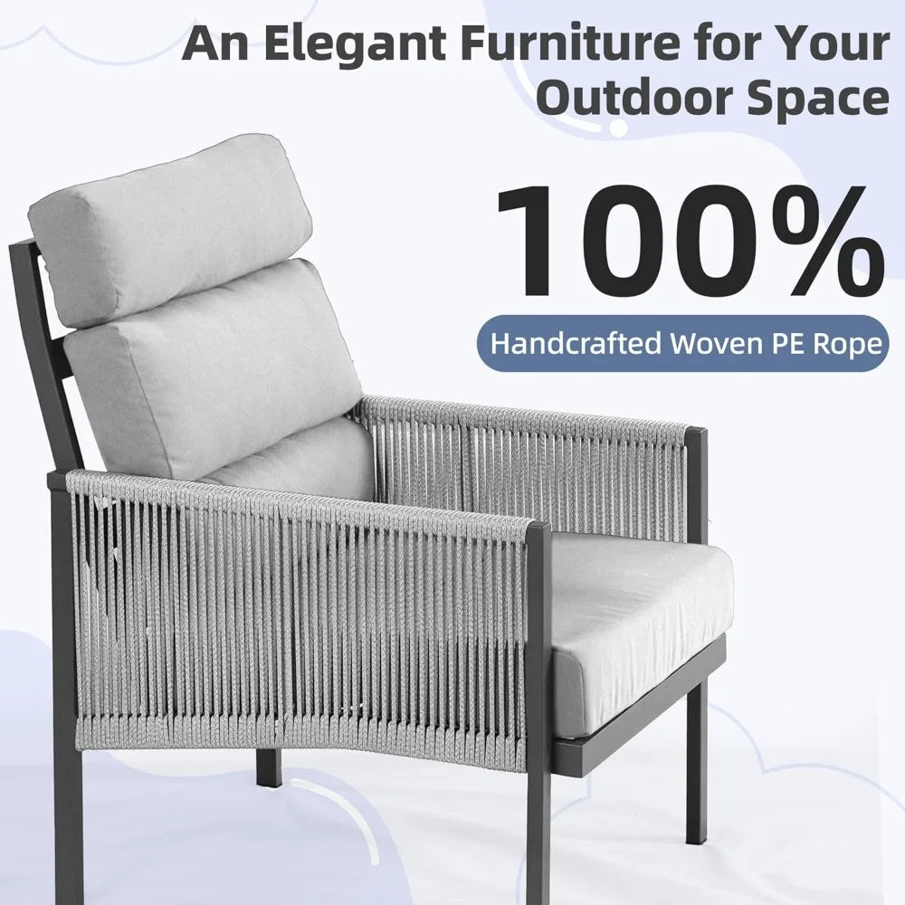 Aluminum High Back Outdoor Sectional Sofa 4 Piece Patio Furniture Set