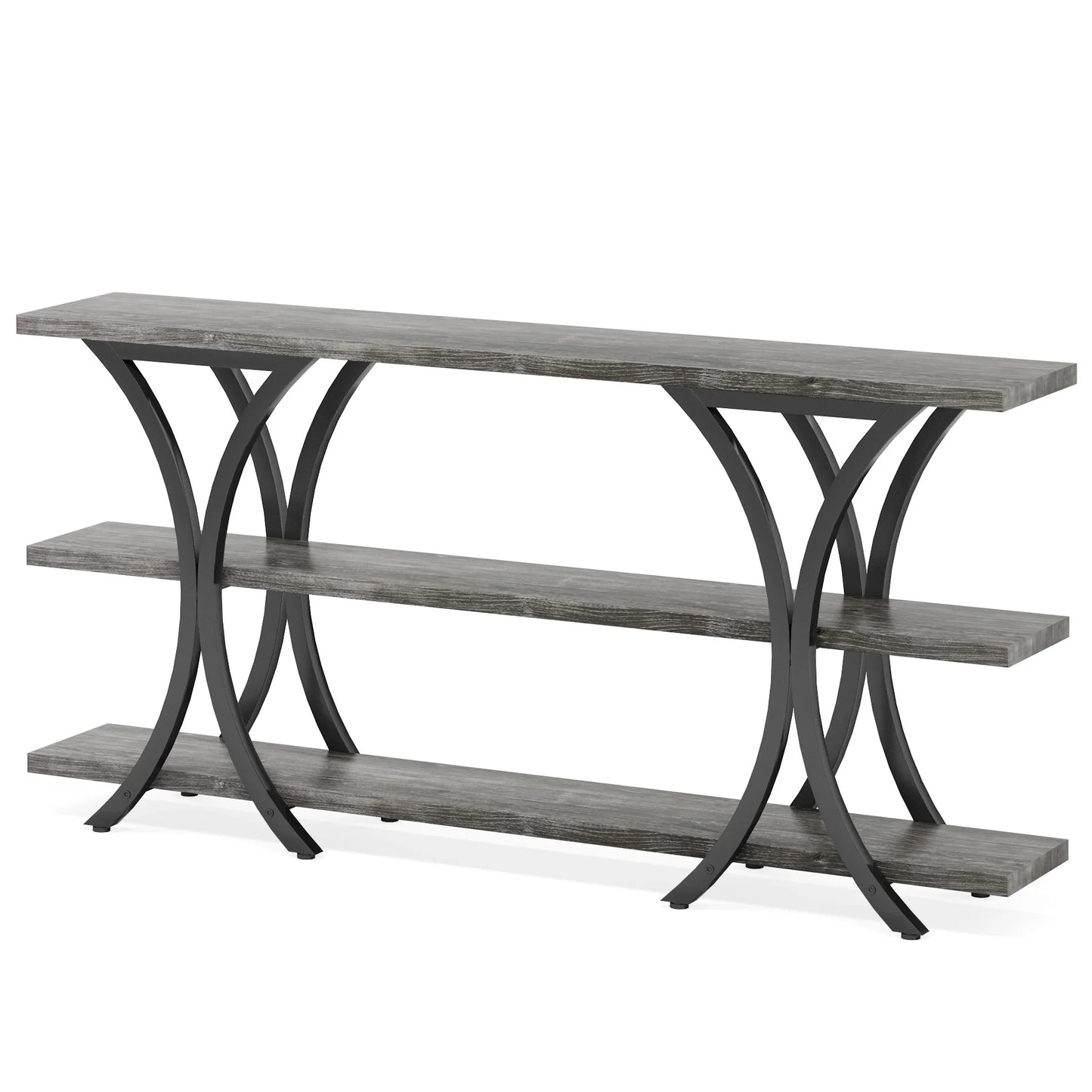 Ljustra 70.8 Inch Narrow Console Table Long Entry Table with 3 Shelves