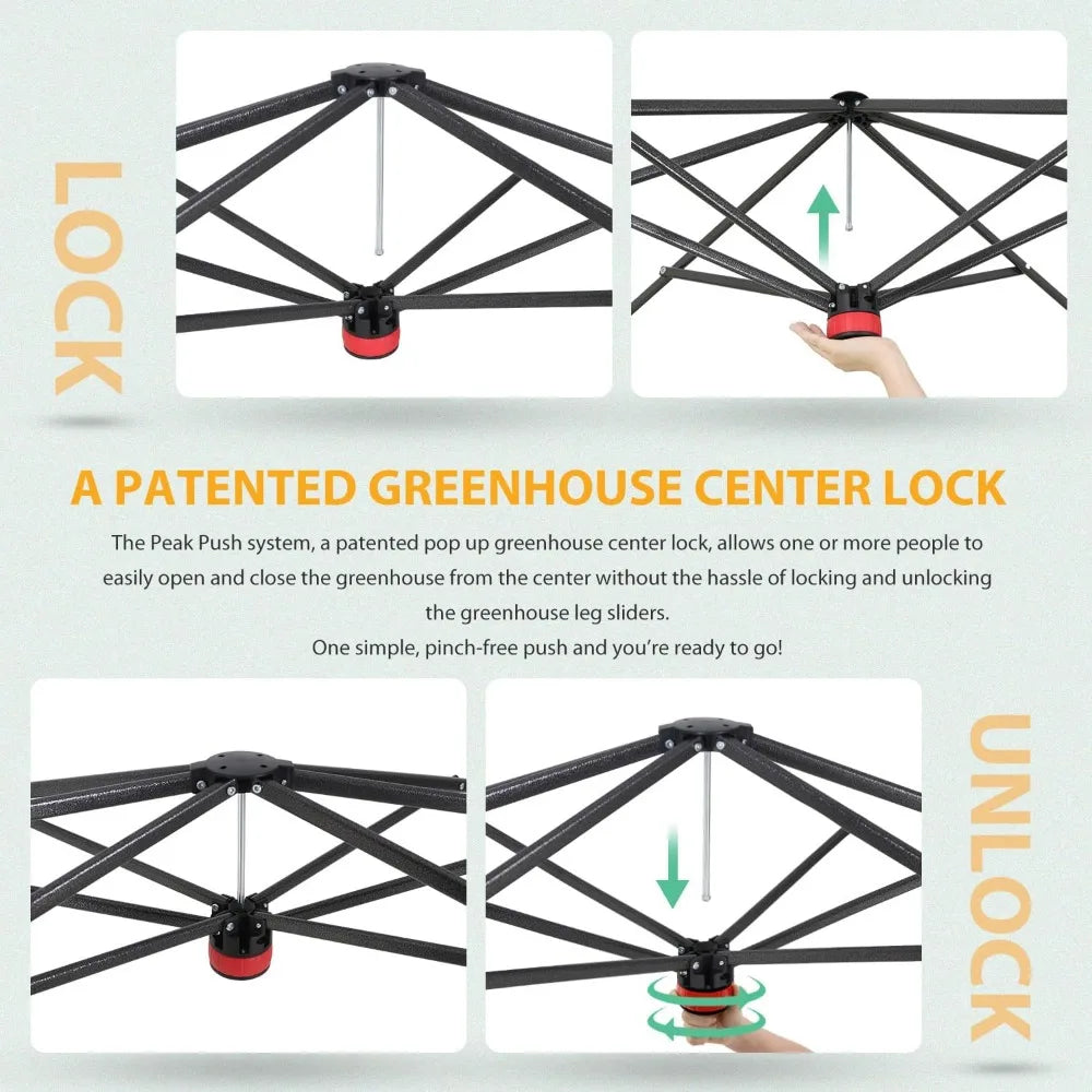 8x6 Portable Walk-in Greenhouse with Zipper Doors and Mesh Windows
