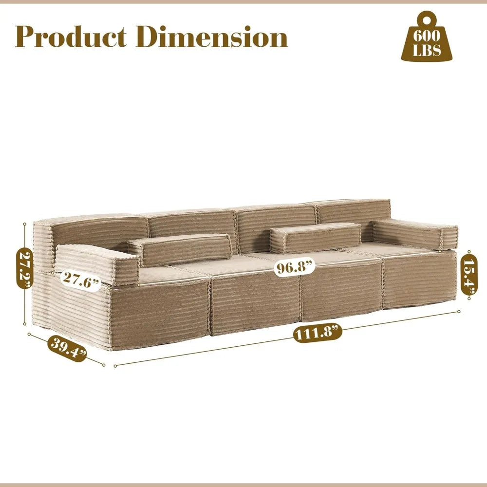 Modular Sectional Sofa Comfy Upholstered Cloud Couch for Living Room