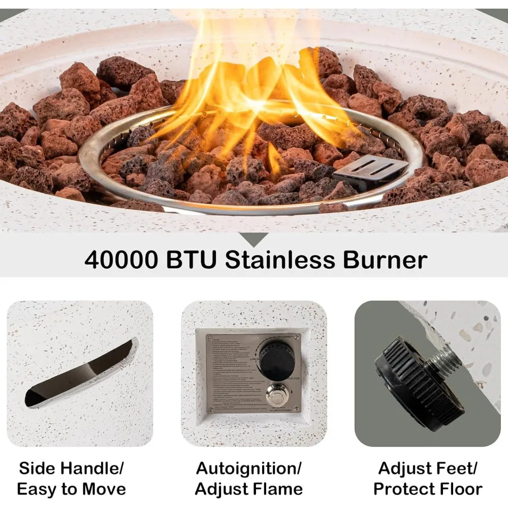 Hexagon Fire Pit Table Outdoor Propane with Rain Cover and Tank Holder