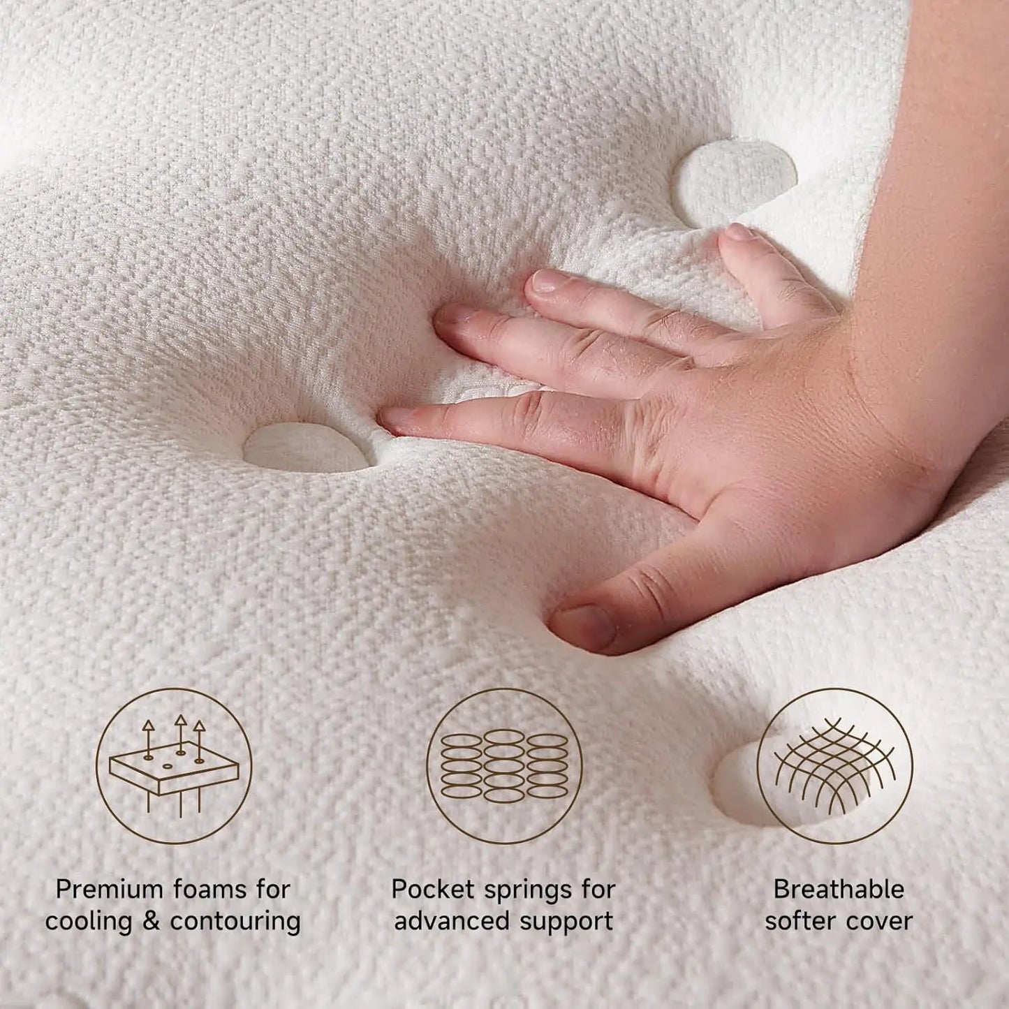 Ljustra 14 Inch Queen Hybrid Mattress Gel Memory Foam Pocket Coils
