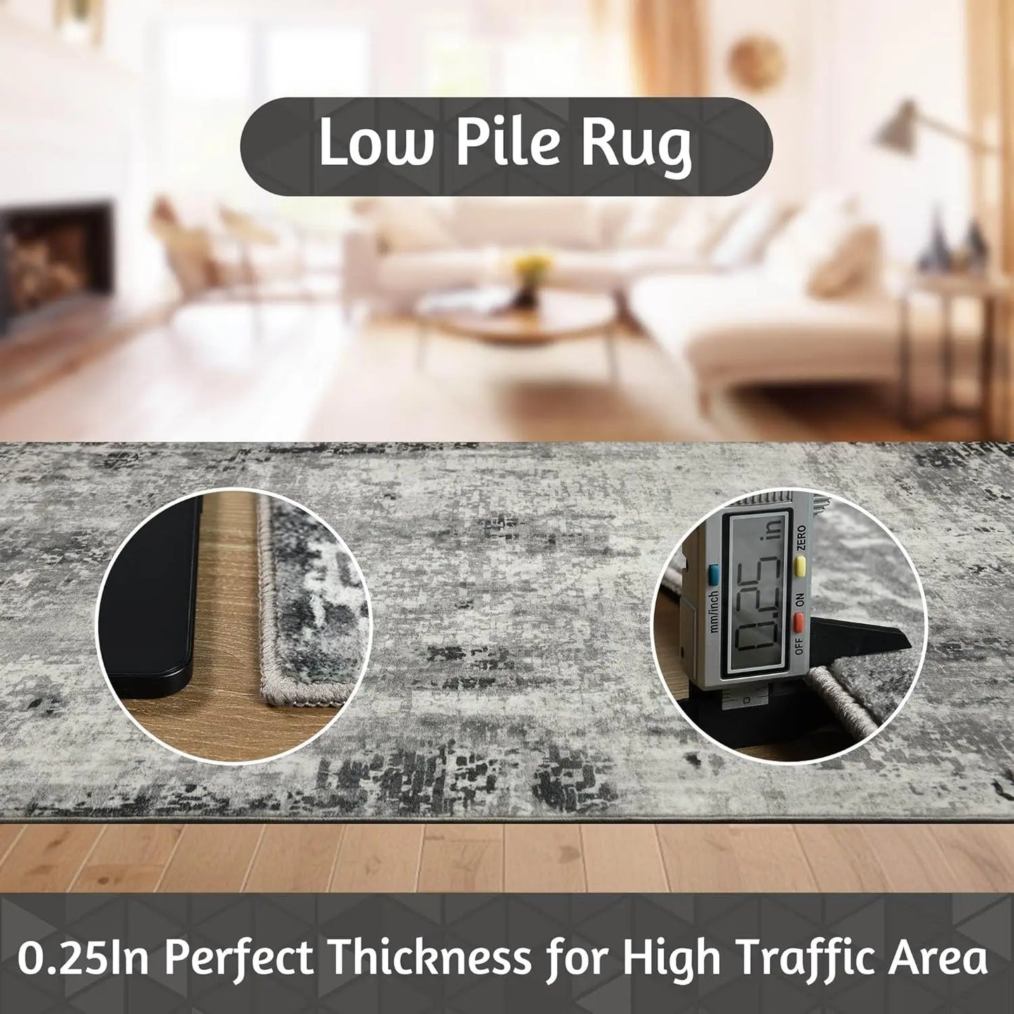 Large Modern Abstract Area Rug Boho Vintage Machine Washable Non Slip