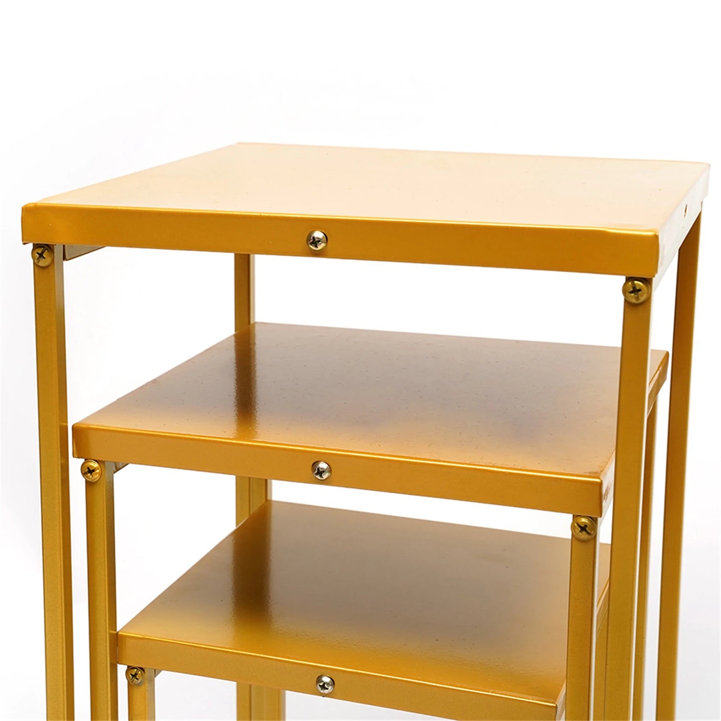 Set of 3 Metal Square Flower Stands Plant Holders for Home Wedding Decor