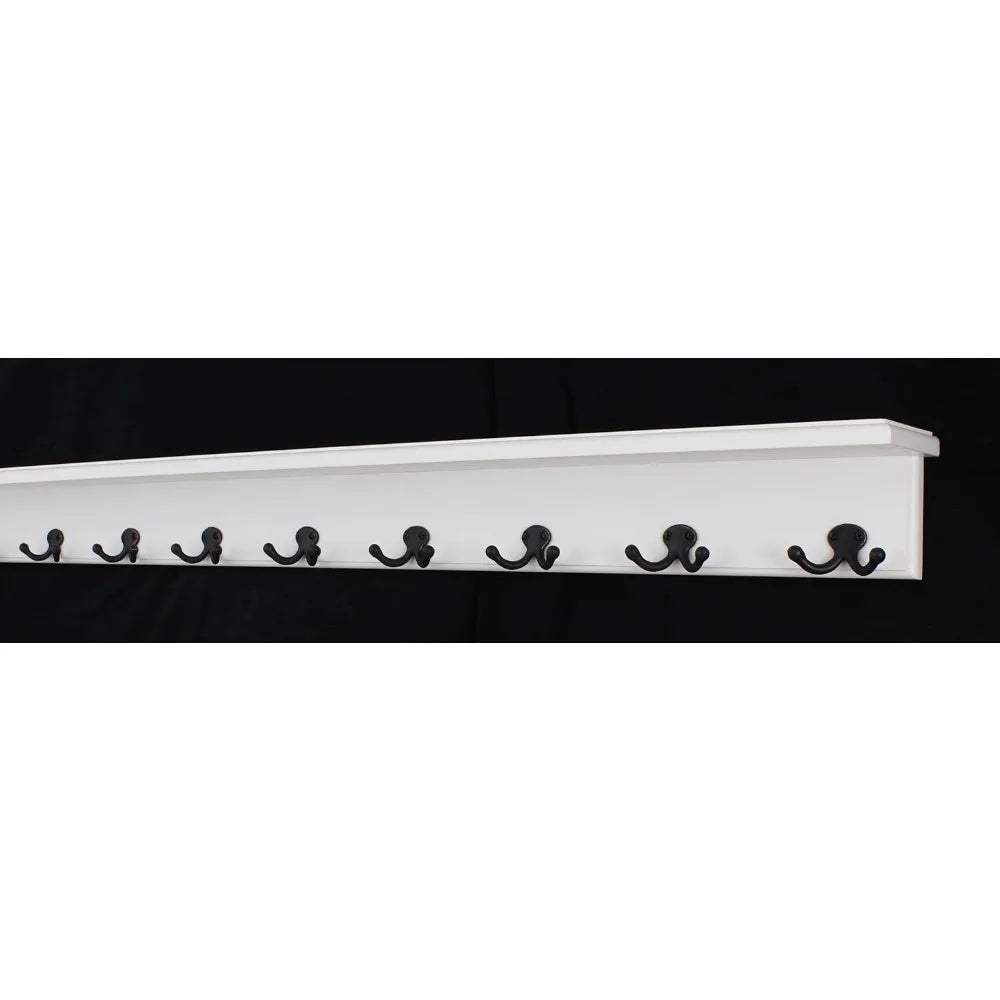 White Shelf Coat Rack with Aged Bronze Hooks Wall Mounted 21 Inch