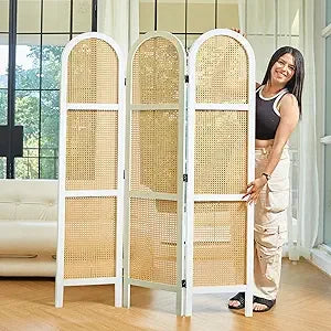 Ljustra Pine Wood Room Divider Folding Privacy Screen Freestanding 5.6 Ft