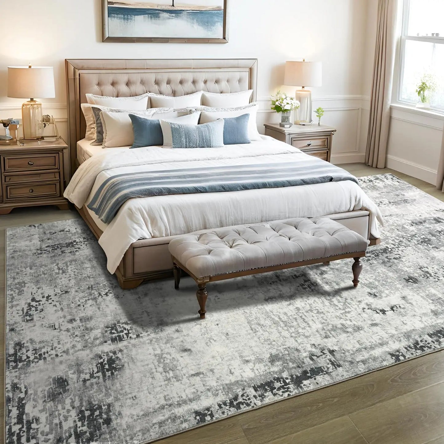 Large Modern Abstract Area Rug Boho Vintage Machine Washable Non Slip