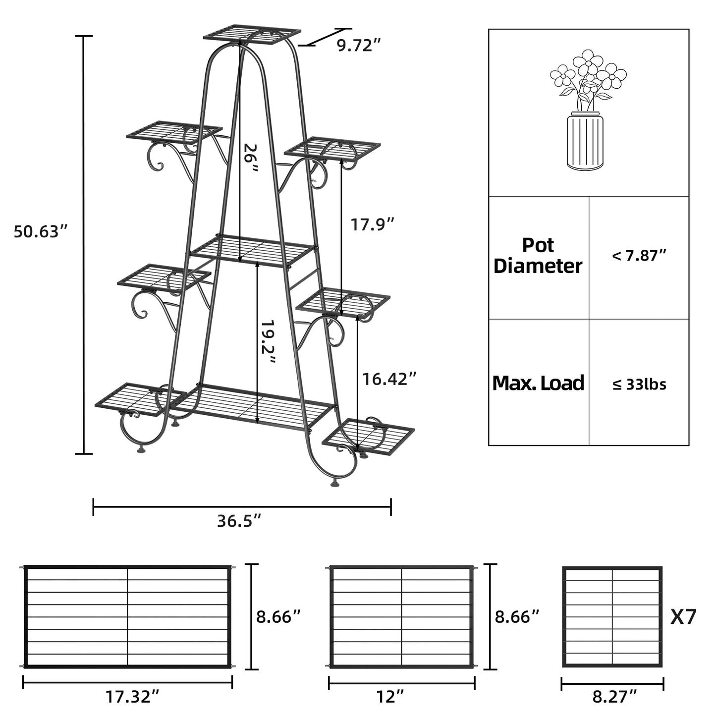 9 Tier Metal Plant Stand Indoor Outdoor Flower Shelf Display Rack