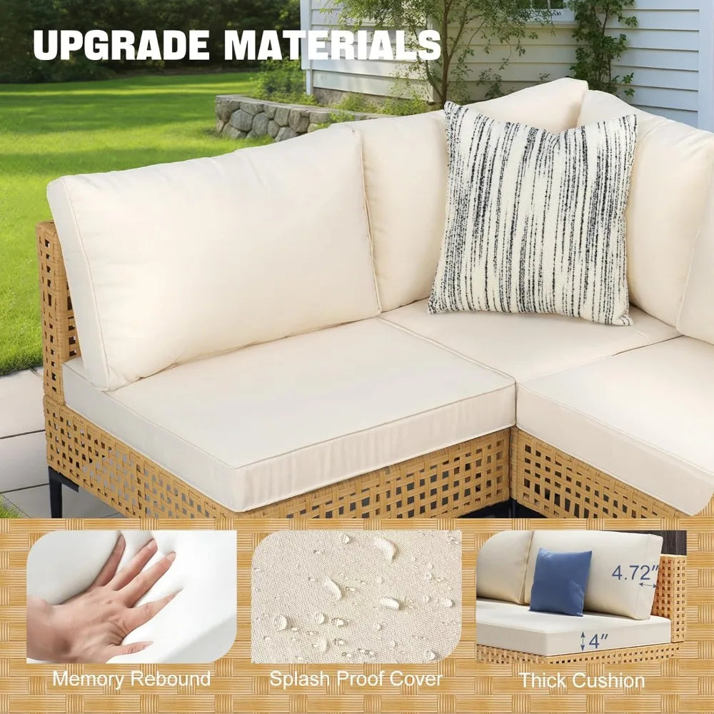7-Piece Wicker Outdoor Patio Furniture Set with Coffee Table Sectional